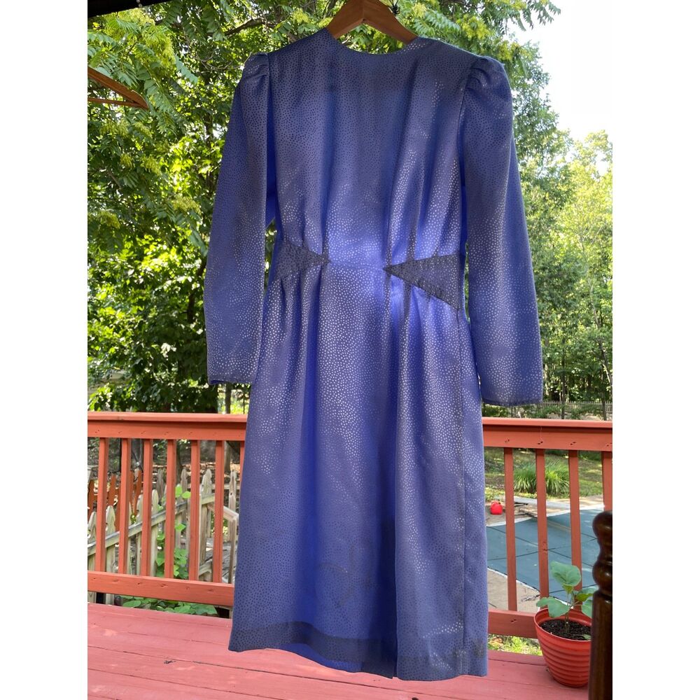 Periwinkle Blue Swiss  Sheer Midi Dress Size 4 Puff Sleeve Cottagecore Romantic